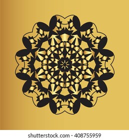 gold lace pattern on a mustard background
