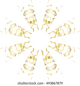 Gold lace pattern on a white background. 