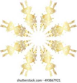 Gold lace pattern on a white background. 