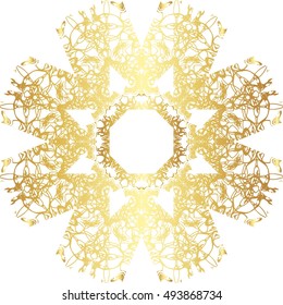 Gold lace pattern on a white background.