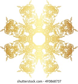 Gold lace pattern on a white background. 