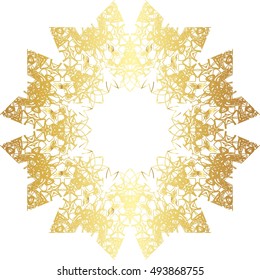 Gold lace pattern on a white background. 