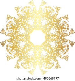 Gold lace pattern on a white background.
