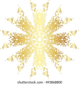 Gold lace pattern on a white background.
