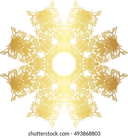 Gold lace pattern on a white background. 
