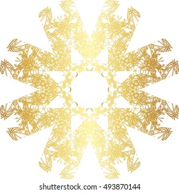 Gold lace pattern on a white background. 