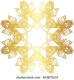 Gold lace pattern on a white background. 