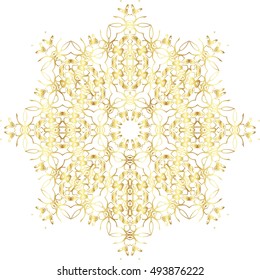 Gold lace pattern on a white background.