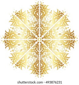 Gold lace pattern on a white background.