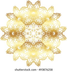 Gold lace pattern on a white background. 
