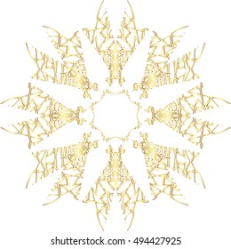 Gold  lace pattern on a white background.
