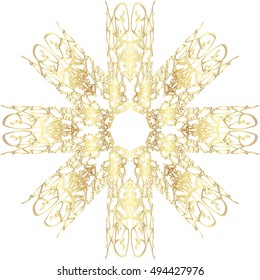 Gold  lace pattern on a white background.
