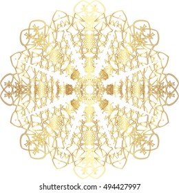 Gold  lace pattern on a white background.
