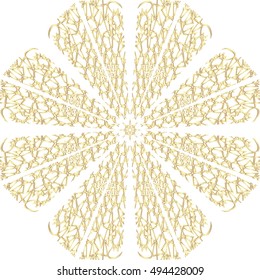 Gold  lace pattern on a white background.
