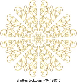 Gold  lace pattern on a white background.
