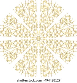 Gold  lace pattern on a white background.
