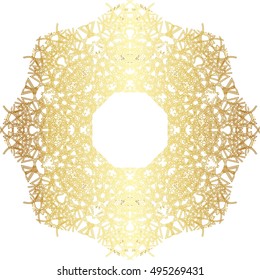 Gold  lace pattern on a white background.
