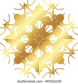 Gold  lace pattern on a white background.

