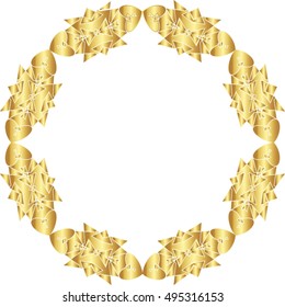 Gold  lace pattern on a white background.

