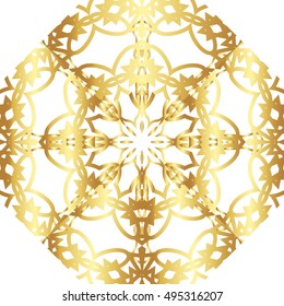 Gold  lace pattern on a white background.

