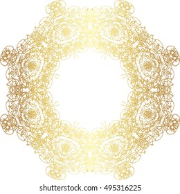Gold  lace pattern on a white background.

