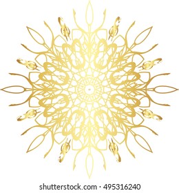 Gold  lace pattern on a white background.

