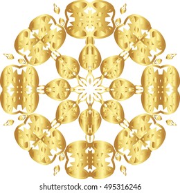 Gold  lace pattern on a white background.

