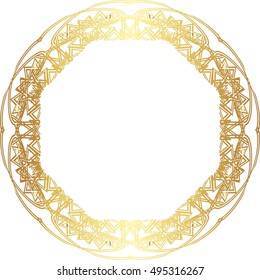 Gold  lace pattern on a white background.

