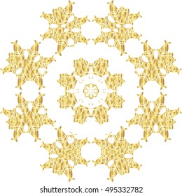 Gold  lace pattern on a white background.
