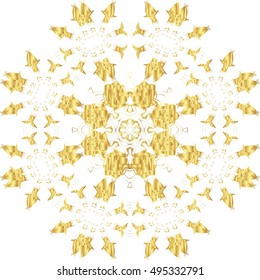 Gold  lace pattern on a white background.
