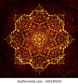 gold lace round pattern and grungy background