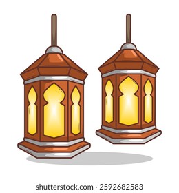 Gold Lantern  Isolated islamic lamp culture decoration. Vector Illustration