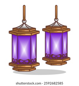 Gold Lantern  Isolated islamic lamp culture decoration. Vector Illustration