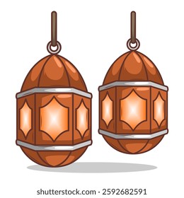 Gold Lantern  Isolated islamic lamp culture decoration. Vector Illustration