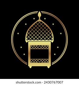 Gold lantern ramadan illustration design vector