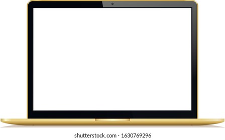 Gold Laptop with blank computer screen