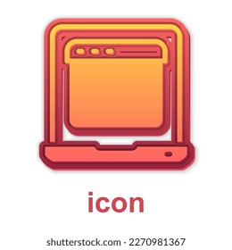 Portátil dorado con el icono de la ventana del navegador aislado en fondo blanco. Ordenador portátil con signo de pantalla vacío. Vector