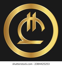 Gold Lari icon Concept of internet web currency