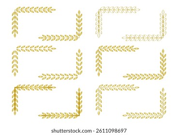 Gold laurel leaf decorative frame design set. Vector illustration. The blank space in the middle is text space.
