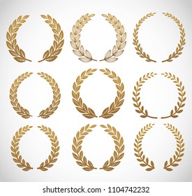 Gold laurel set vector