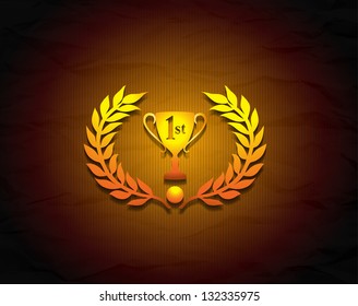 Gold Laurel with Trophy eps10