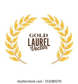 Gold Laurel Vector. Shine Wreath Award Design