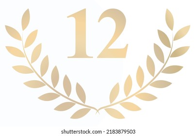 Gold laurel wreath 12 isolated on a white background