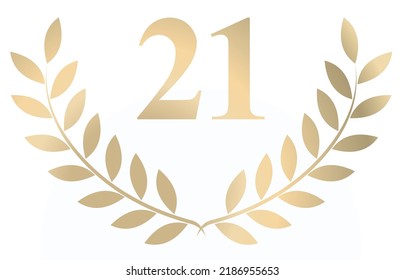 Gold laurel wreath 21 isolated on a white background