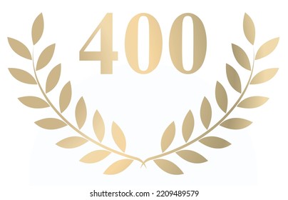 Gold laurel wreath 400 isolated on a white background