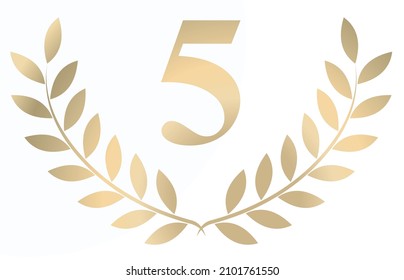 Gold laurel wreath 5 vector isolated on a white background