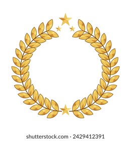 Gold laurel wreath award logo vector illustration. Laurel icon isolated on white background. Vector art. Set of foliate award wreath for cinema festival.