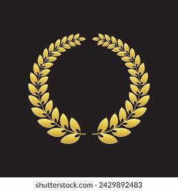 Gold laurel wreath. Beautiful decorative laurels vector. Color Laurel wreath. Laurel wreath vector, award, icon. Vector illustration of wreaths symbols for award, sign, logo. Round Leaves vector 