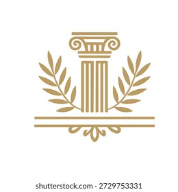 Gold laurel wreath with column icon