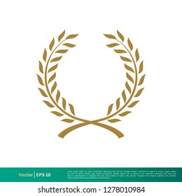 Gold Laurel Wreath Decorative Frame Vector Template Illustration Design EPS 10.